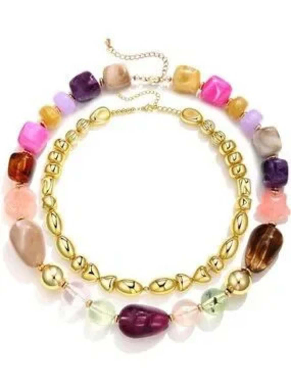 Anthropologie Multicolor Beaded Gold-Tone Layered Bracelet Set
